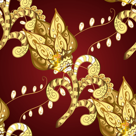 vector texture with doodles flowers on red backgroundのイラスト素材