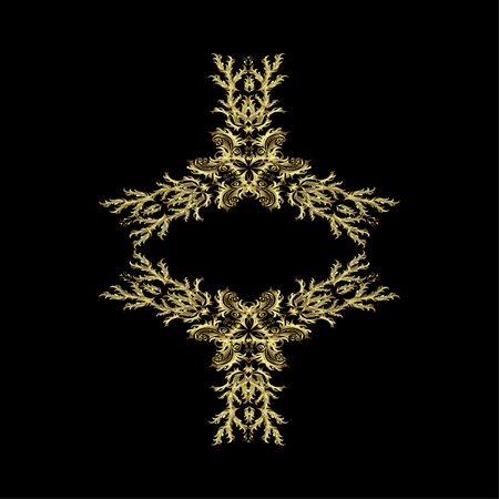 Oriental vector pattern with arabesque and floral elements. Abstract golden ornamentのイラスト素材