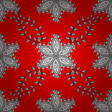 Vintage pattern on red background with white floral elements.のイラスト素材