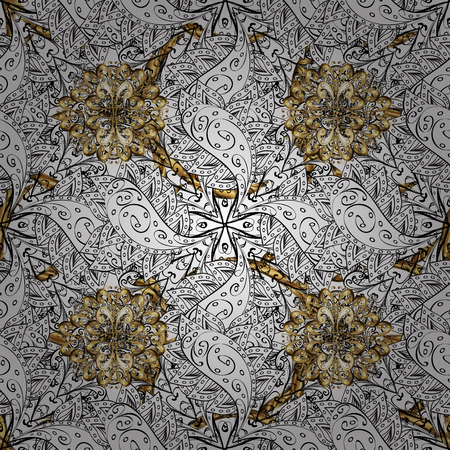 Vintage pattern on white background with golden elements.のイラスト素材