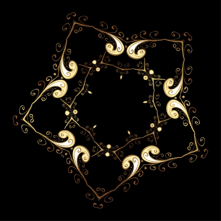 Oriental vector pattern with arabesque and floral elements. Abstract golden ornamentのイラスト素材