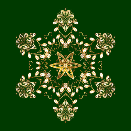 Oriental vector pattern with arabesque and floral elements. Abstract golden ornamentのイラスト素材