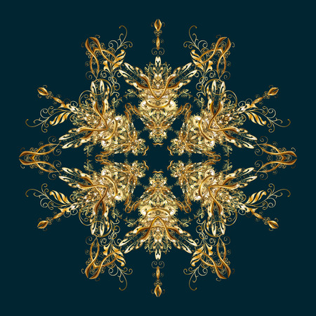 Oriental vector pattern with arabesque and floral elements. Abstract golden ornamentのイラスト素材