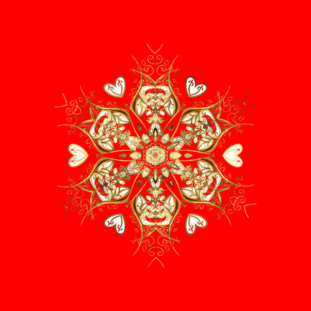 Oriental vector pattern with arabesque and floral elements. Abstract golden ornamentのイラスト素材