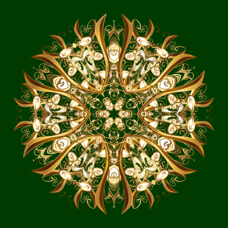 Oriental pattern with arabesque and floral elements. Abstract golden ornamentの写真素材