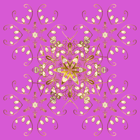 Oriental vector pattern with arabesque and floral elements. Abstract golden ornamentのイラスト素材