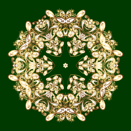 Oriental vector pattern with arabesque and floral elements. Abstract golden ornamentのイラスト素材