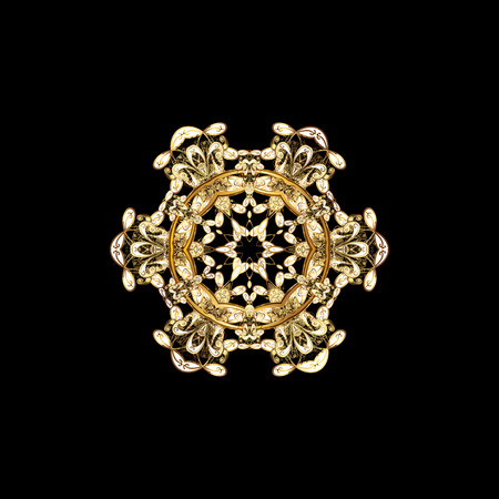 Oriental vector pattern with arabesque and floral elements. Abstract golden ornamentのイラスト素材