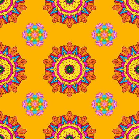 Bright ethnic ornament with decorative stylized flowersのイラスト素材