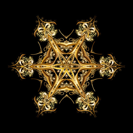 Oriental pattern with arabesque and floral elements. Abstract golden ornamentの写真素材