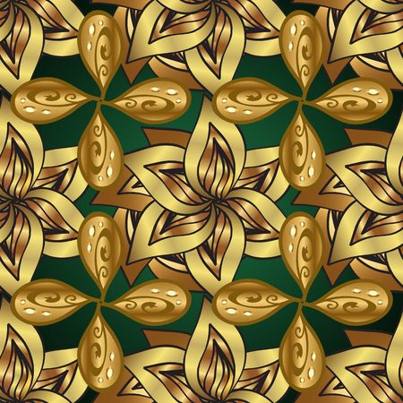 Seamless background with golden flowers. Vector illustration.のイラスト素材