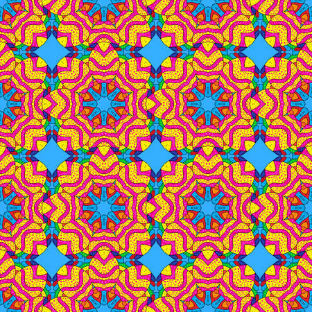 Seamless geometry colorful pattern. Blue, orange, pink. Vector illustartion.のイラスト素材