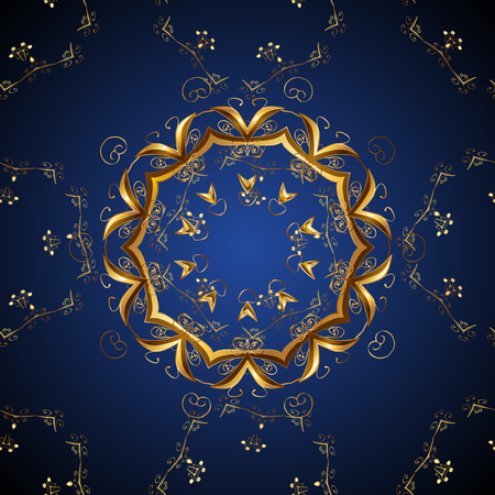 Decorative seamless golden texture on a dark blue background. Vector illustration.のイラスト素材