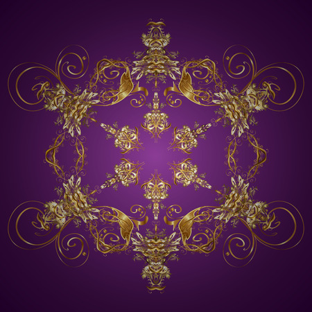 Vector pattern with floral elements. Abstract golden ornamentのイラスト素材