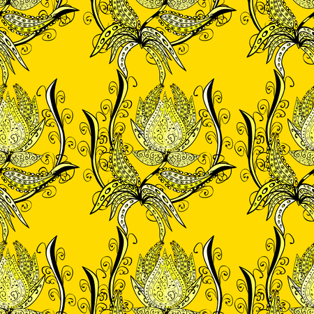 Seamless doodles flowers pattern. Floral background.のイラスト素材