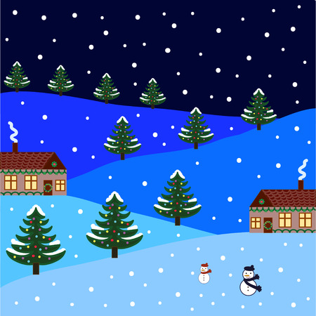 Vector of winter landscape. Merry Christmas!のイラスト素材