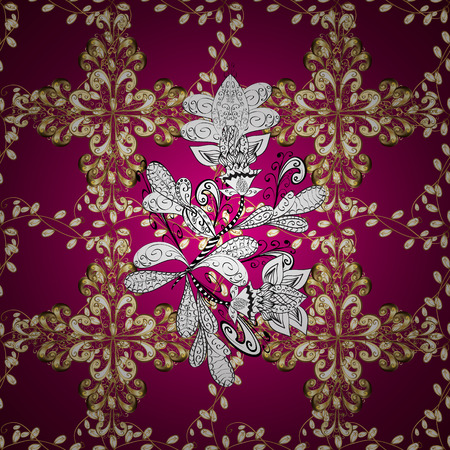 Seamless pattern. Decorative pattern in beautiful pink and golden colors with gradients. Vector background. Light colorful doodles flower.のイラスト素材