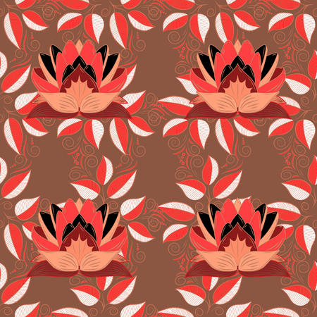 Seamless pattern with Mandalas. Vector ornaments, background. Brown, pink.のイラスト素材