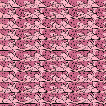 Seamless abstract hand-drawn waves pattern, wavy background. Scales. Shield. Pink.のイラスト素材