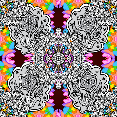 White doodles element. Red, yellow, pink. Vector.のイラスト素材