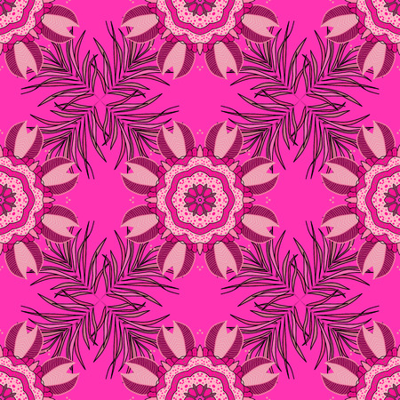 Mandalas background. Red, pink. Petal. Vector illustration.のイラスト素材
