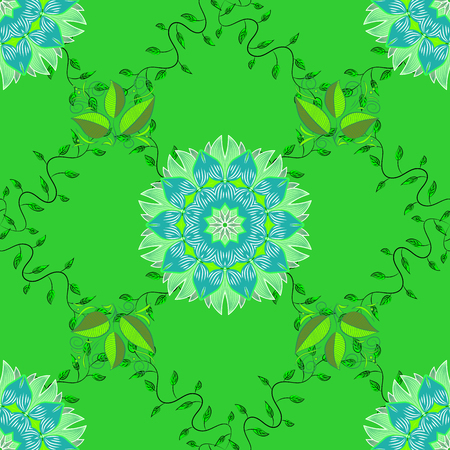 Mandalas background. Green, blue. Leaves. Vector illustration.のイラスト素材