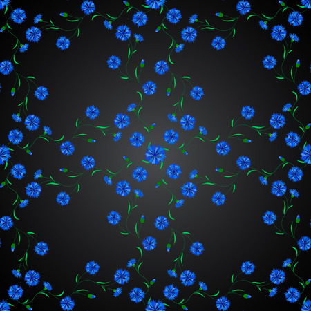 forget-me, watercolor, pattern, black backgroundのイラスト素材