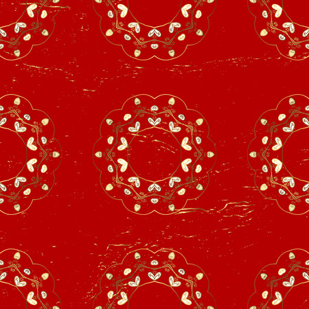 Good for greeting card for birthday, invitation or banner. Gold on red background. Decorative...