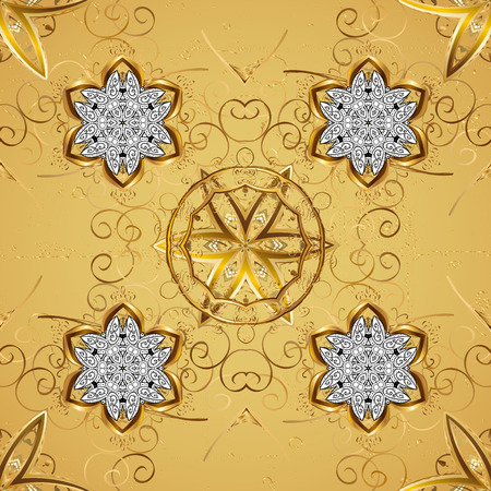 Oriental vector classic yellow and golden pattern. Abstract background. Vector illustration.のイラスト素材