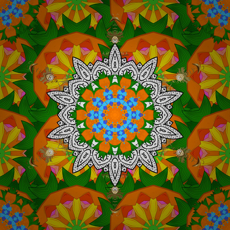 Template Colored mandala circle of zentangle hand drawn on background.の写真素材