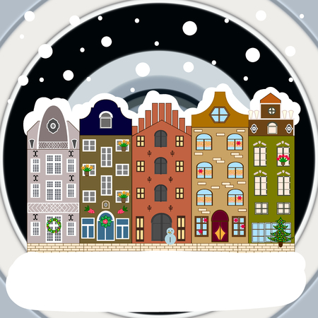 Christmas tree with gifts. Greeting card. Bright boxes. Cartoon Vector illustration. Happy New Year. Vintage style.のイラスト素材