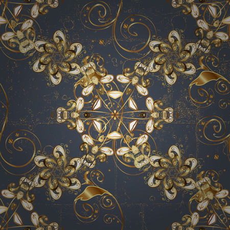 Oriental ornament in the style of baroque. Vector traditional classic golden pattern. Gray on background.のイラスト素材