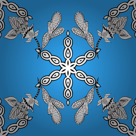Elegant vector classic pattern. Seamless abstract background with repeating elements. Blue and white pattern.のイラスト素材