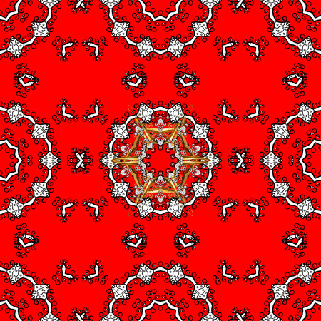 Floral doodle. Ethnic, floral, retro, doodle, vector, tribal design element. Red background. Seamless pattern for adult coloring book.のイラスト素材