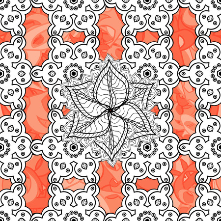 Vector white pattern. Seamless textured curls. Oriental style arabesques white pattern on a background with white elements.のイラスト素材