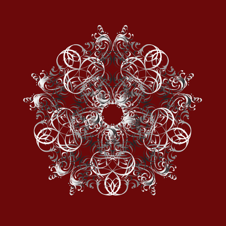 Vector abstract floral wreath from silver doodle fantasy leaves and flower on a background. Hand drawn decorative frame, album cover, invitation, greeting card, vintage Art deco style.のイラスト素材