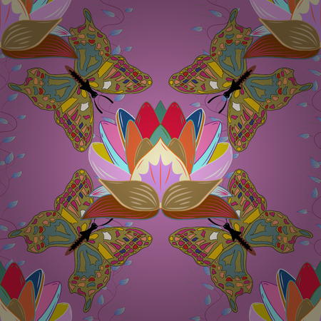 Seamless pattern with flowers on motley background. Vector illustration of flowers.のイラスト素材