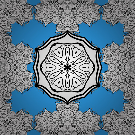 Seamless oriental ornament in the style of baroque. Vector traditional classic white seamless pattern on blue background.のイラスト素材