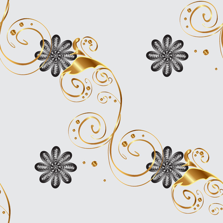 Graphic modern pattern. Sketch baroque, damask. Seamless pattern floral pattern. Seamless vector background with white doodles.のイラスト素材