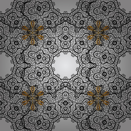 Seamless pattern golden elements. Vector illustration. Floral classic texture. Design vintage for card, sketch, wrapping, textile. Royal retro background. Gold template.のイラスト素材
