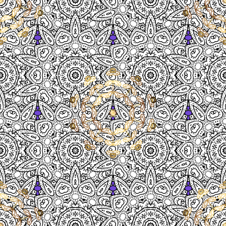 Golden pattern on background with golden elements. Seamless classic vector golden pattern. Classic vintage background. Traditional orient ornament.のイラスト素材