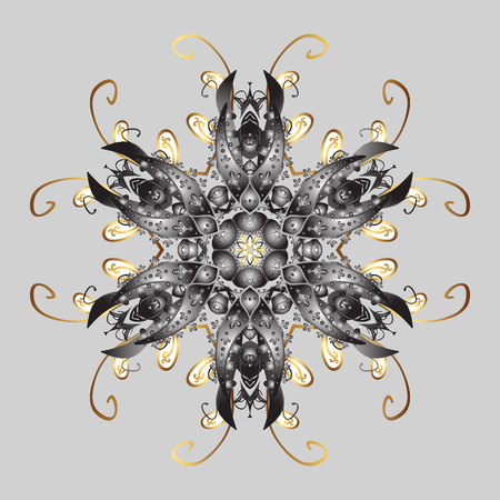 Handmade drawing. Snowflakes, doodles and dots in colors on gray background. Watercolor painting effect. For the Christmas design and decoration.のイラスト素材