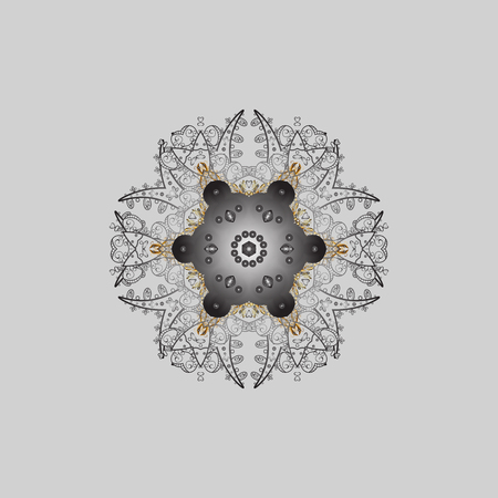 For the Christmas design and decoration. Snowflakes, doodles and dots in colors on gray background. Handmade drawing. Watercolor painting effect.のイラスト素材