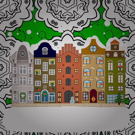 Christmas and Happy New Year greeting card. Holidays Vector illustration. Vector illustration.のイラスト素材