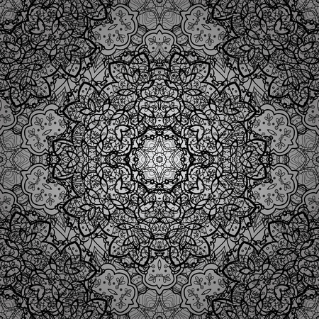 Seamless white pattern. Vector oriental ornament. Seamless pattern on gray background with white elements.のイラスト素材