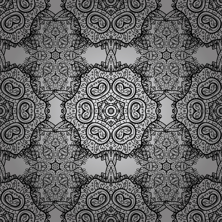 Stylish graphic pattern. Dim elements on gray background. Sketch baroque, damask. Floral pattern. Seamless vector background.のイラスト素材