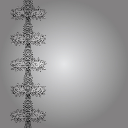 Seamless classic white pattern. Vector traditional orient ornament. White pattern on gray background with white elements.のイラスト素材