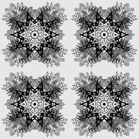 Vector abstract background with repeating elements. Vector illustration. Dim seamless pattern on gray background with dim elements. Seamless damask classic dim pattern.のイラスト素材