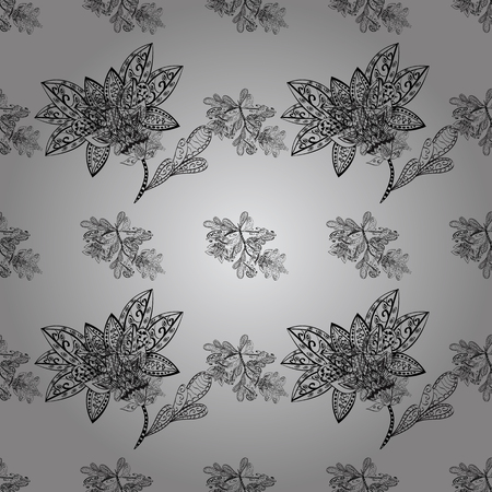 Christmas 2018, snowflake, new year. Vintage seamless pattern on a gray background with dim elements.のイラスト素材