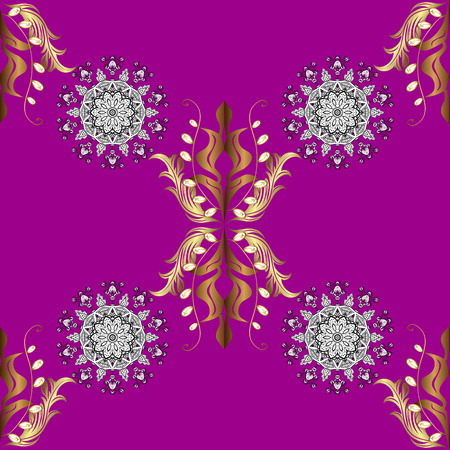 Floral classic texture with gold template illustration,  design vintage for card, sketch, wrapping, textile.のイラスト素材